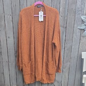 Merokeety Cozy Orange Open-Front Sweater